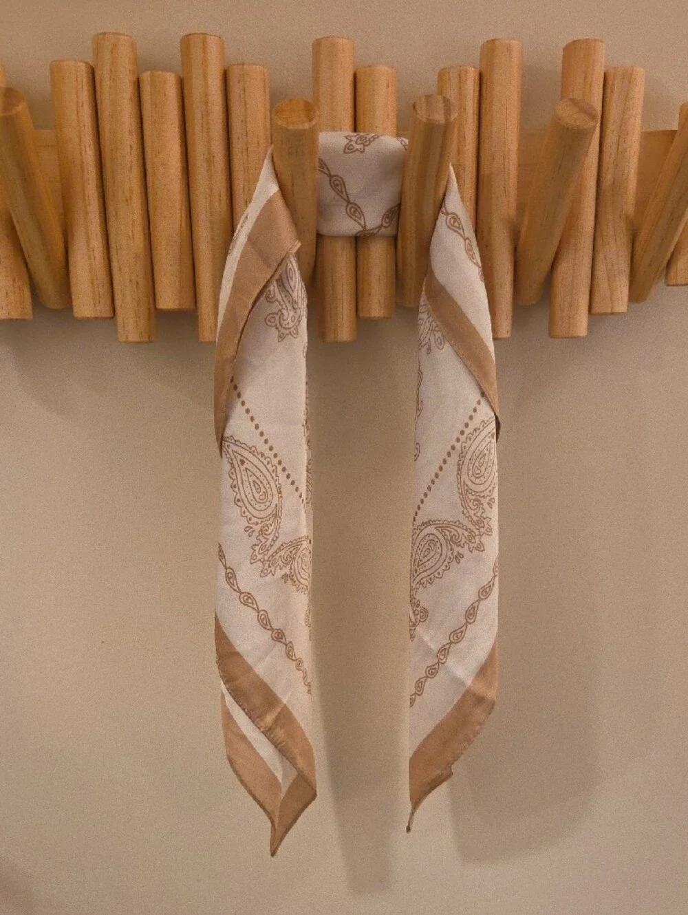 Neutral Paisley Square Scarf - Beige and Cream
